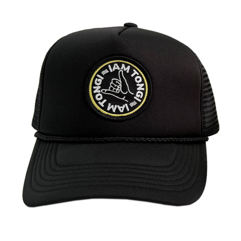 Black Round Patch Trucker Hat